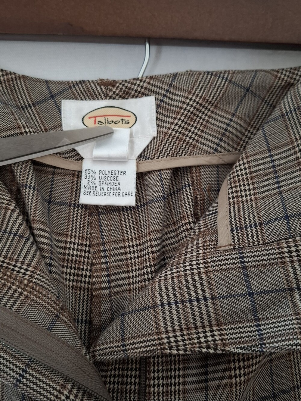 Talbots Women's Dress Pants Brown Glen Plaid Size 16, Unlined, Stretch - Picture 8 of 11